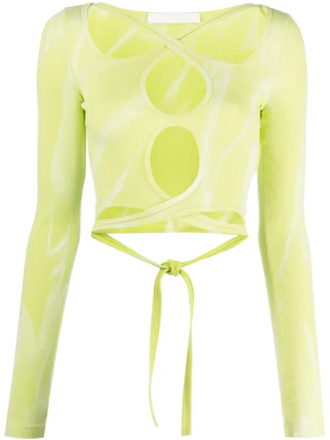 Dion Lee cut-out detail long-sleeve top Green A3597S23