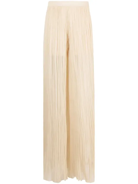Alberta Ferretti semi-sheer pleated silk trousers Neutrals A03330115