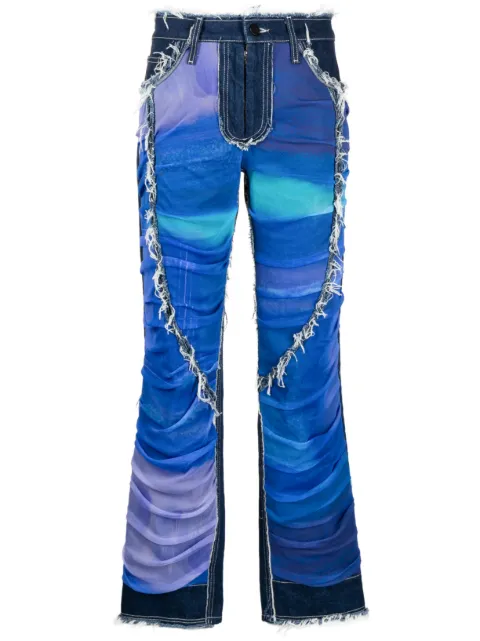 Paula Canovas del Vas tulle-panels straight-leg jeans Blue PWS231302VAR1