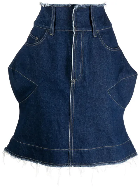 Paula Canovas del Vas logo-patch denim skirt Blue PWS231203VAR1