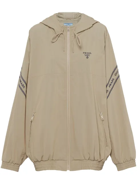 Prada logo-embroidered hooded jacket Neutrals 29C119S2311128