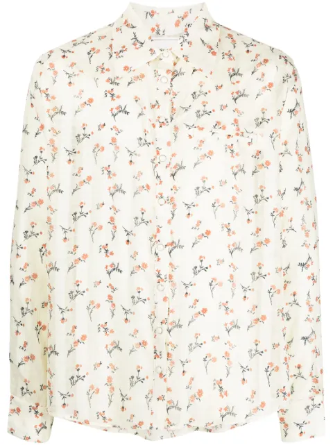 Youths In Balaclava floral-print long-sleeve shirt Yellow YOU07B102