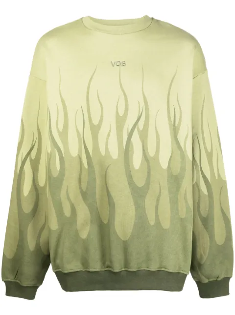 Vision Of Super flame-printed sweatshirt Green VS00518