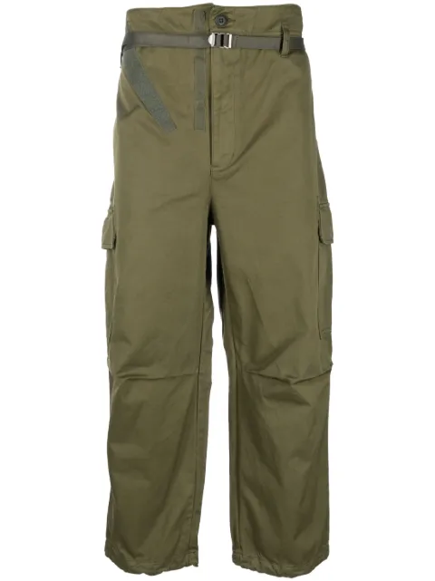 Comme des Garçons Homme belted tapered-leg cargo trousers Green HKP021