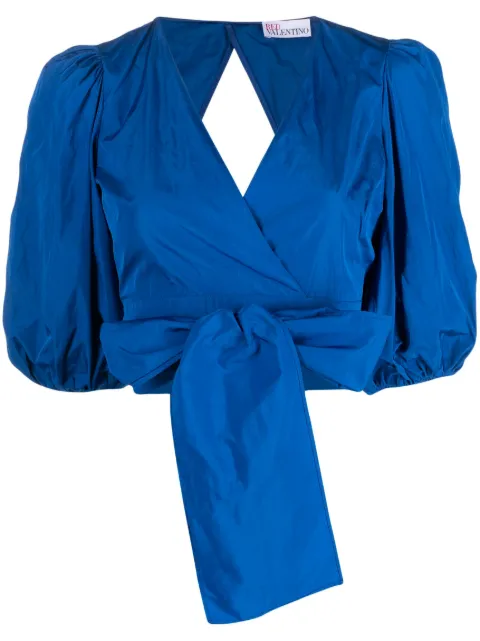 RED Valentino wrap design cropped top Blue RABL301FP