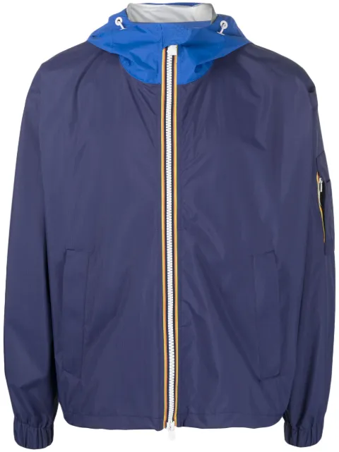 K-Way R&D drawstring-hood zip-up jacket Blue K8122VW
