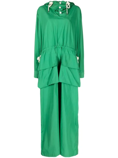 Plan C layered long-sleeve maxi dress Green ABCAE02LZ0TN01353NYLON47COTTON