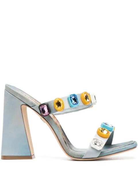 Roberto Cavalli crystal-embellished graphic-print sandals Blue RYS001AB301