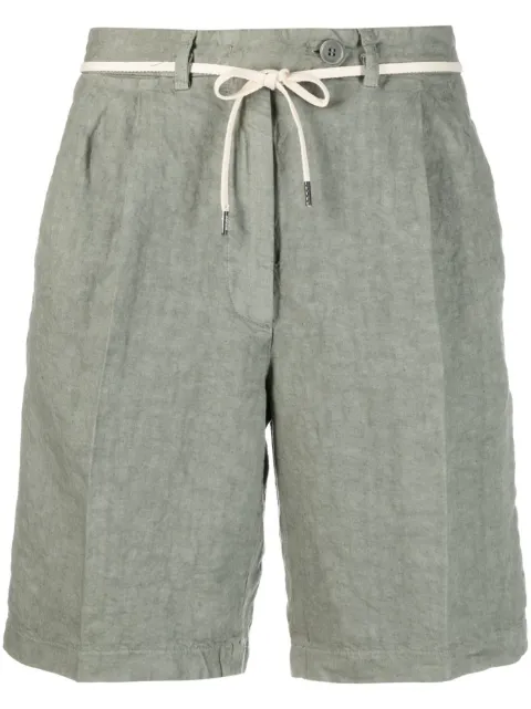 ASPESI tie-waist linen shorts Green 0205C253