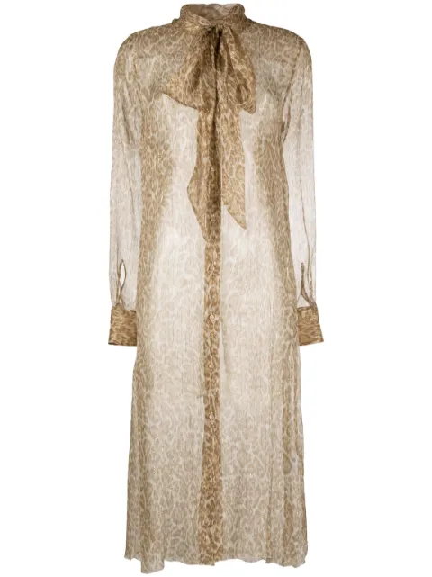 Ermanno Scervino sheer silk midi dress Brown D422Q702OIG