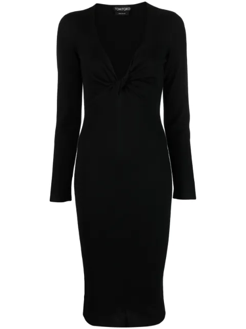 TOM FORD V-neck knitted dress Black ACK254YAX087