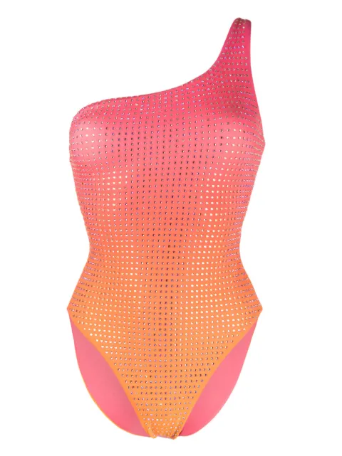 Self-Portrait Hotfix off-shoulder one-piece Pink PF23606P