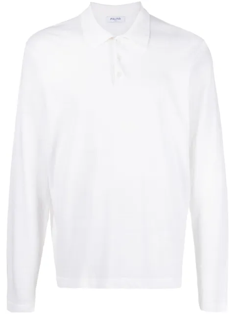 Paltò long-sleeved cotton-linen polo shirt White MELOGRANOAFRO