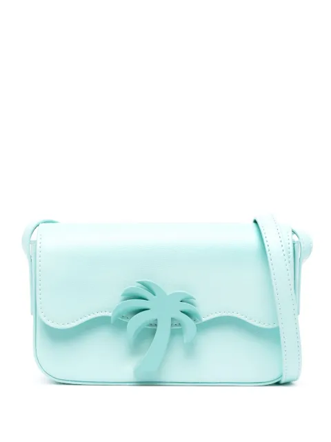 Palm Angels Palm Beach Bridge leather shoulder bag Blue PWNQ012S23LEA0054040