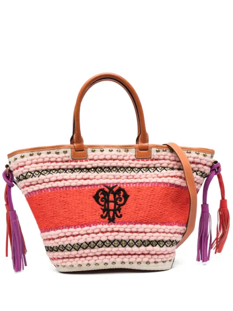 PUCCI embroidered logo striped tote bag Red 41BE6041905