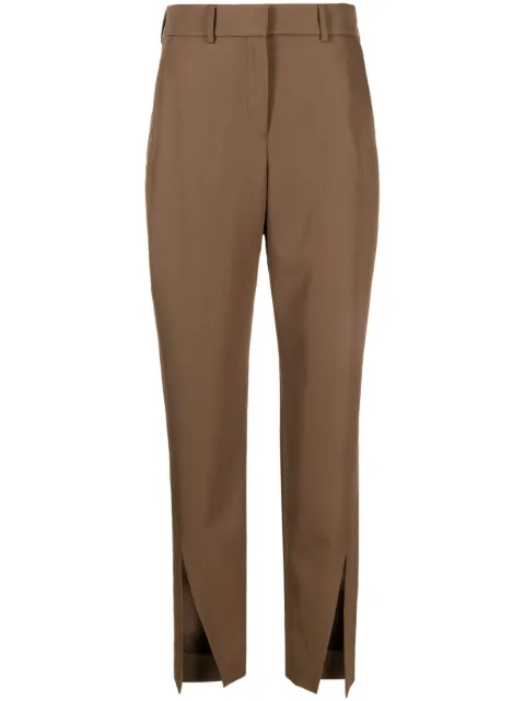 Balmain slit-detail wool trousers Brown AF0PO100WB05