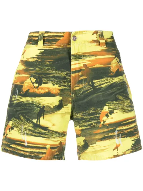 ERL graphic-print cotton bermuda shorts Yellow ERL06P202