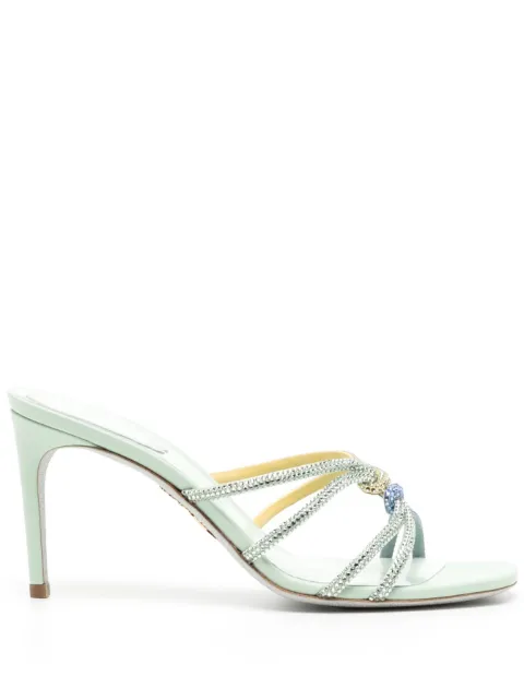 René Caovilla crystal-embellished 90mm leather sandals Green C11714080R001X727