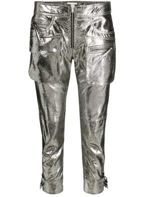ISABEL MARANT Ciane metallic cropped trousers Silver PA0148FAA2B25I