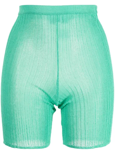 Marco Rambaldi fine-knit high-waisted shorts Green KN156PNT
