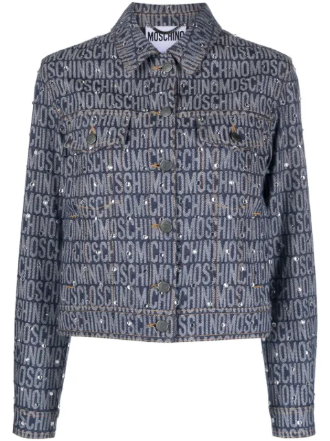 Moschino monogram-print denim jacket Blue A05067723