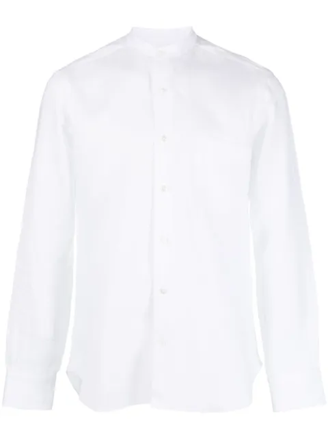 Barba long-sleeve linen shirt White LIU79P0134135U