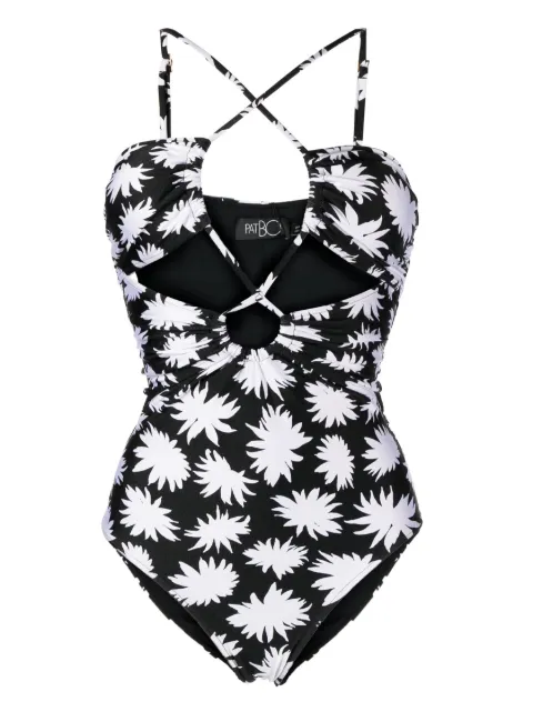 PatBO Dahlia floral-print swimsuit Black BOB24171US