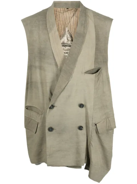Ziggy Chen asymmetric double-breasted jacket Green OM2310105