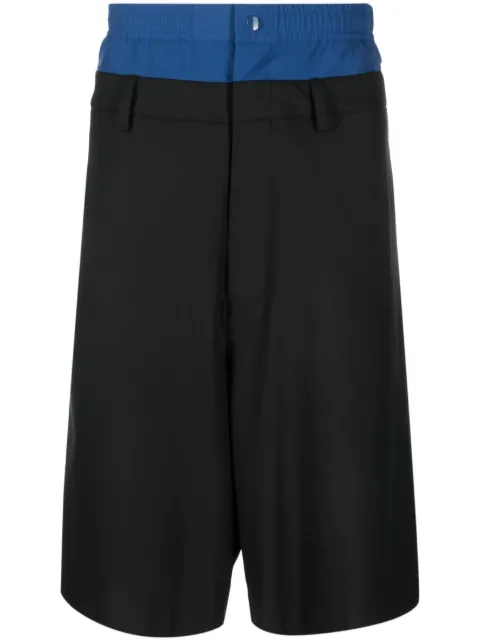 AMBUSH layered-design knee-length shorts Black BMCB024S23FAB0011100