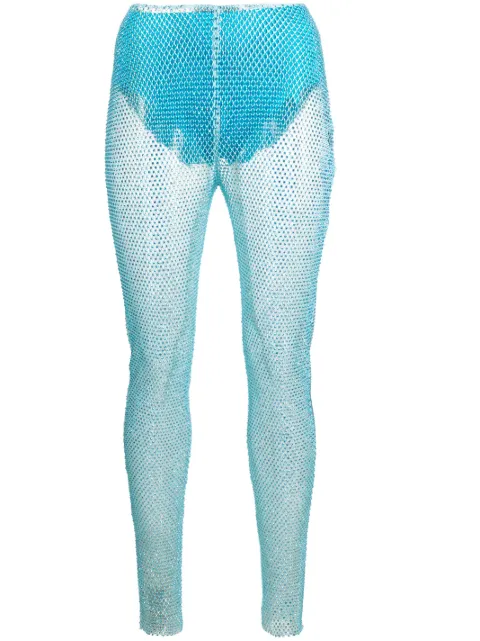 Giuseppe Di Morabito metallic fishnet leggings Blue SS23055PA240