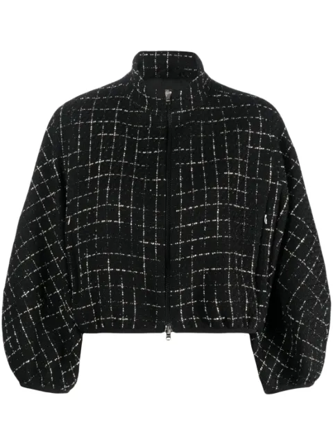 Herno grid-patterned cropped jacket Black GI000189D13162