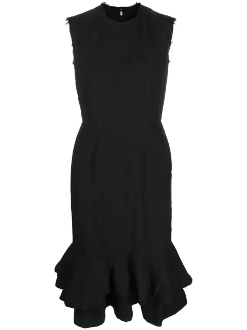 Comme Des Garçons sleeveless ruffle-trim midi dress Black GKO010