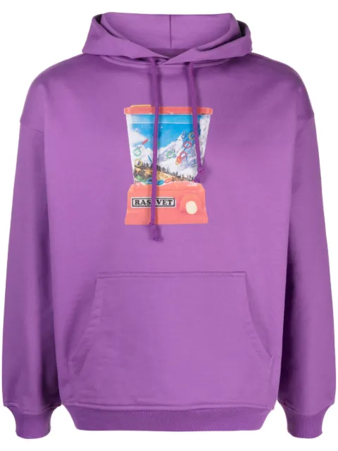 RASSVET graphic-print cotton hoodie Purple PACC12T028