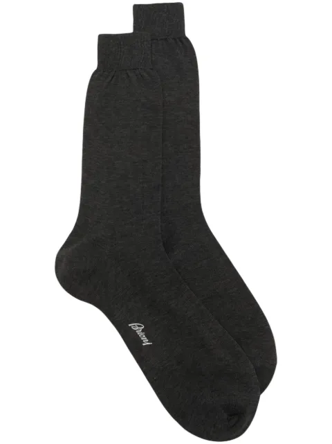 Brioni intarsia-logo cotton socks Grey OVMC00P9Z0