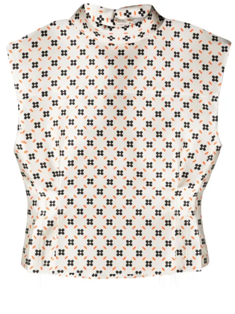 Lanvin floral-print sleeveless blouse Neutrals RWTO03055683E23