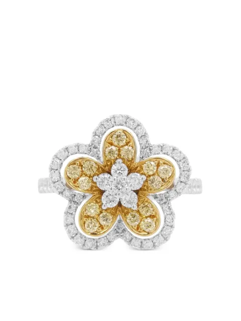 HYT Jewelry 18kt yellow gold and platinum diamond ring Silver R566HR