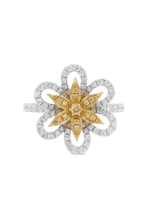HYT Jewelry 18kt yellow gold and platinum diamond ring Silver R564HR