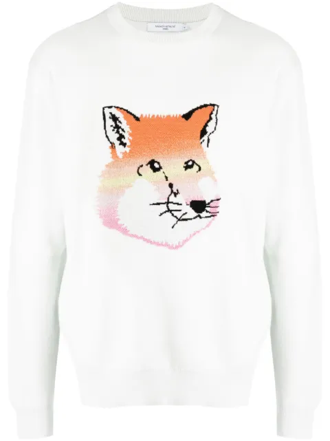 Maison Kitsuné Fox round-neck cotton jumper Green KM00517KT1078