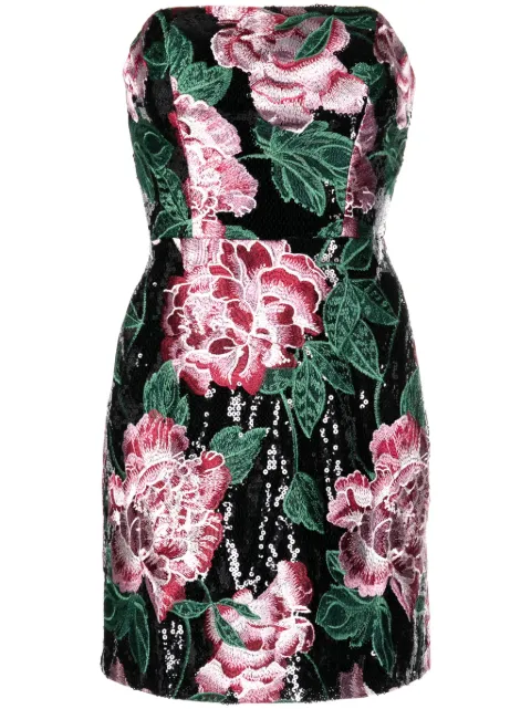 Marchesa Notte sequin-embellished strapless minidress Black N68C3456
