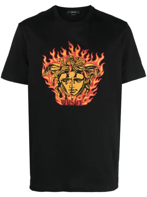 Versace Medusa Flame cotton T-shirt Black 10106321A07691