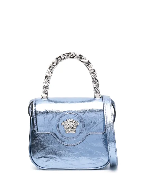 Versace La Medusa metallic leather mini bag Blue 10030161A08163