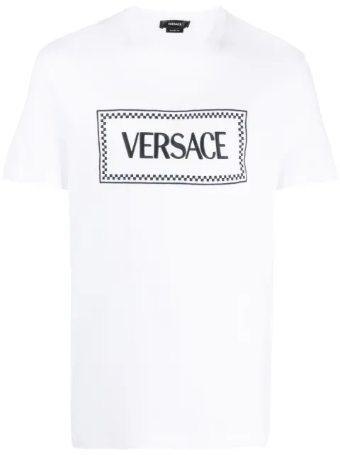 Versace 90s Logo embroidered T-shirt White 10116941A08584