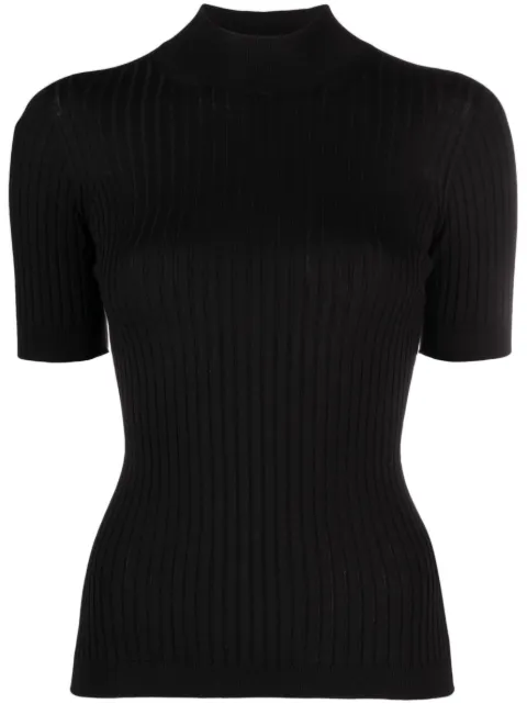Versace ribbed-knit short-sleeve top Black 10113451A08241