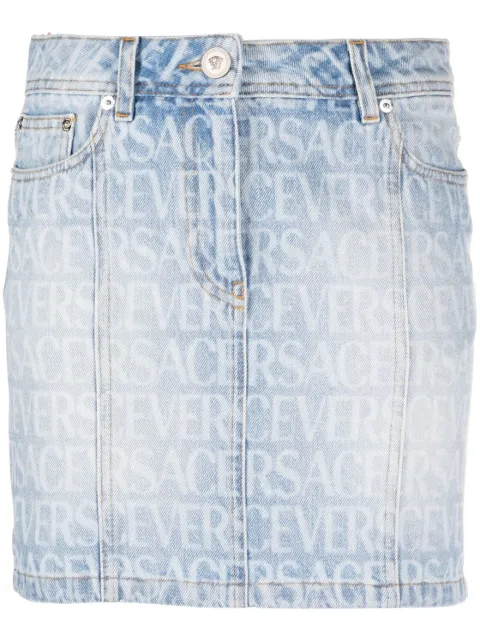 Versace logo denim skirt Blue 10115171A06237