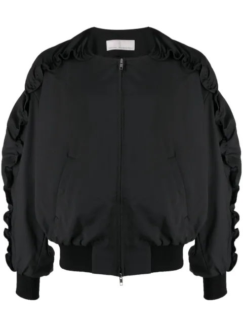 Random Identities ruched zip-up bomber jacket Black SW06