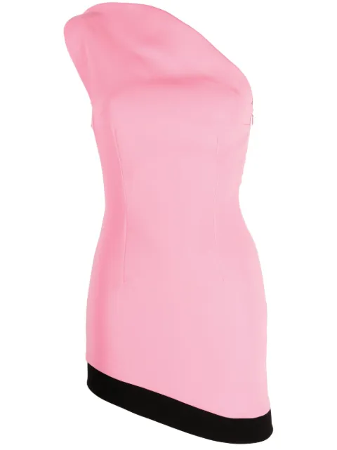 V:PM ATELIER Nia one-shoulder asymmetric crepe minidress Pink SS2307PB
