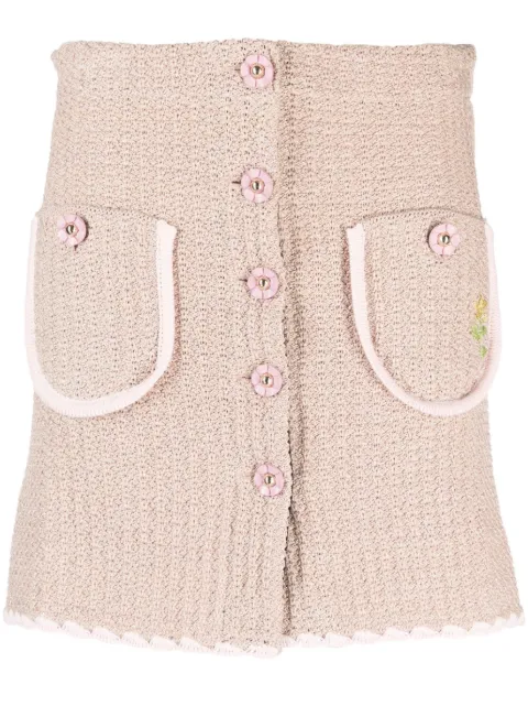 CORMIO Chiara flower-buttons mini skirt Neutrals CHIARA