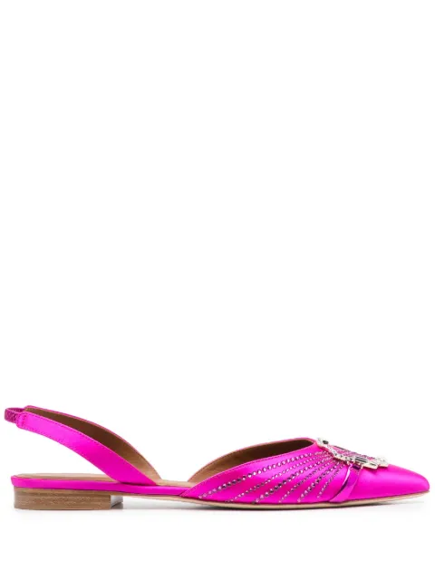 Malone Souliers crystal-embellished ballerina shoes Pink MISHA102