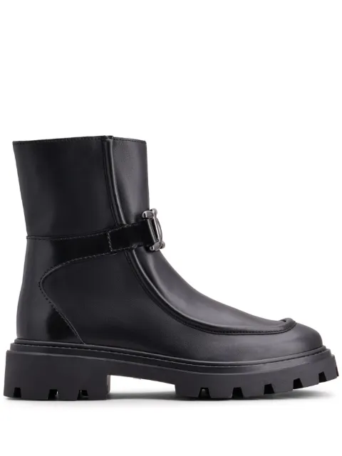 Tod's logo-engraved zipped leather boots Black XXW08J0HP70SRN