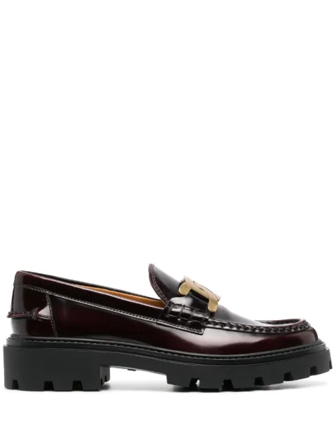 Tod's logo-plaque leather loafers Red XXW08J0HL60SHA